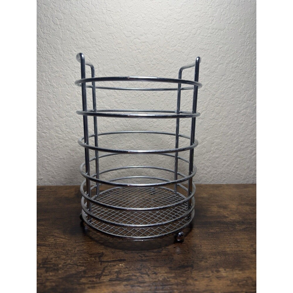 Large Stainless Steel Kitchen Utensil Holder Kitchen Caddy Organizer Early 2000s